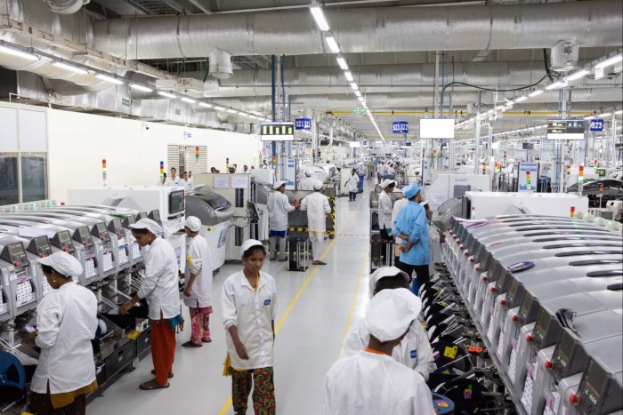 The mobile phone plant of Rising Stars Mobile India Private, a unit of Foxconn, in Sriperumbudur, Tamil Nadu, India